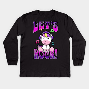 Let's Rock Unicorn Pink Kids Long Sleeve T-Shirt